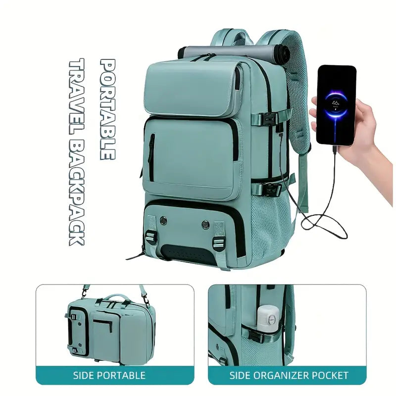🎒 43.94cm Large Capacity Hiking Backpack – Unisex Travel Bag with USB Charging Port, Padded Straps & Multi-Use Design for Work, Gym, and Getaways 🌍🧳