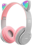 🐾🎧 Cute Cat Ear Wireless Bluetooth Headphones with LED Flash Light – Perfect Gift for Music & Style Lovers! 💖✨