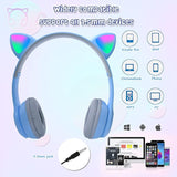 🐾🎧 Cute Cat Ear Wireless Bluetooth Headphones with LED Flash Light – Perfect Gift for Music & Style Lovers! 💖✨