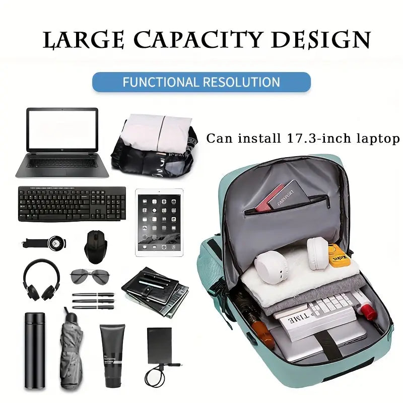 🎒 43.94cm Large Capacity Hiking Backpack – Unisex Travel Bag with USB Charging Port, Padded Straps & Multi-Use Design for Work, Gym, and Getaways 🌍🧳