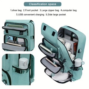 🎒 43.94cm Large Capacity Hiking Backpack – Unisex Travel Bag with USB Charging Port, Padded Straps & Multi-Use Design for Work, Gym, and Getaways 🌍🧳