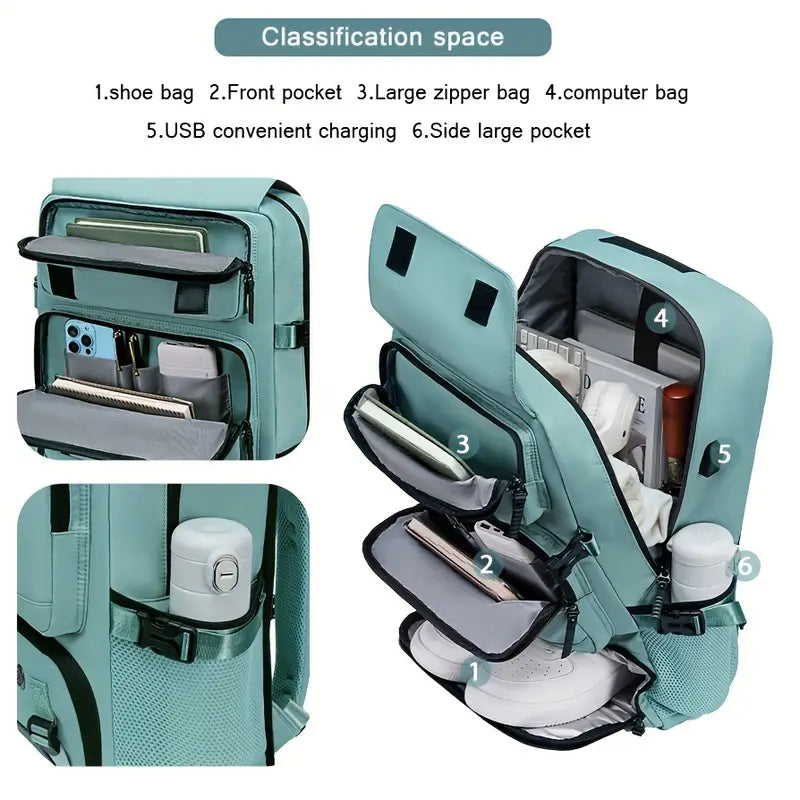 🎒 43.94cm Large Capacity Hiking Backpack – Unisex Travel Bag with USB Charging Port, Padded Straps & Multi-Use Design for Work, Gym, and Getaways 🌍🧳