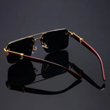 🕶️ 2PCS  Frameless Fashion Glasses – Unisex Classic  Eyewear with Wooden Pattern Temples 🌿✨