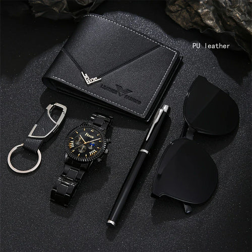 🎁 5-in-1 Men’s Luxury Casual Gift Set – Complete Style in One Elegant Package 🕶️⌚🖊️