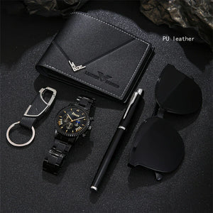 🎁 5-in-1 Men’s Luxury Casual Gift Set – Complete Style in One Elegant Package 🕶️⌚🖊️