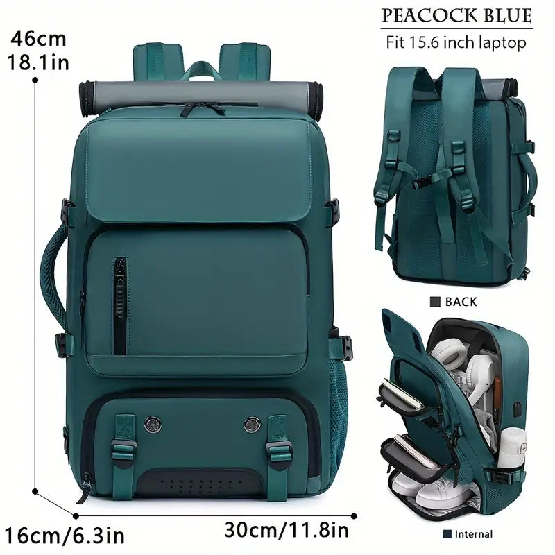 🎒 43.94cm Large Capacity Hiking Backpack – Unisex Travel Bag with USB Charging Port, Padded Straps & Multi-Use Design for Work, Gym, and Getaways 🌍🧳
